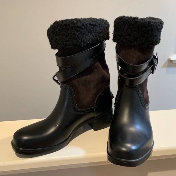 New COACH Women’s Zena pull on Mid calf Boots size 8B - Picture 2 of 14